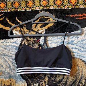 Adidas Monochrome Striped Sports Bra